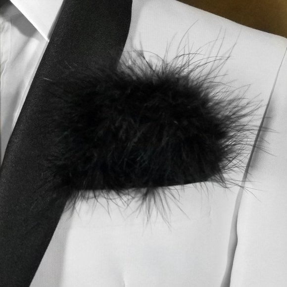 New - Black Genuine Marabou Feather Pocket Square Insert - Picture 2 of 6
